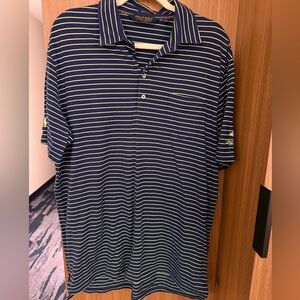 Polo Golf Ralph Lauren Vintage Lisle Polo Shirt L Striped Golf Club Performance‎